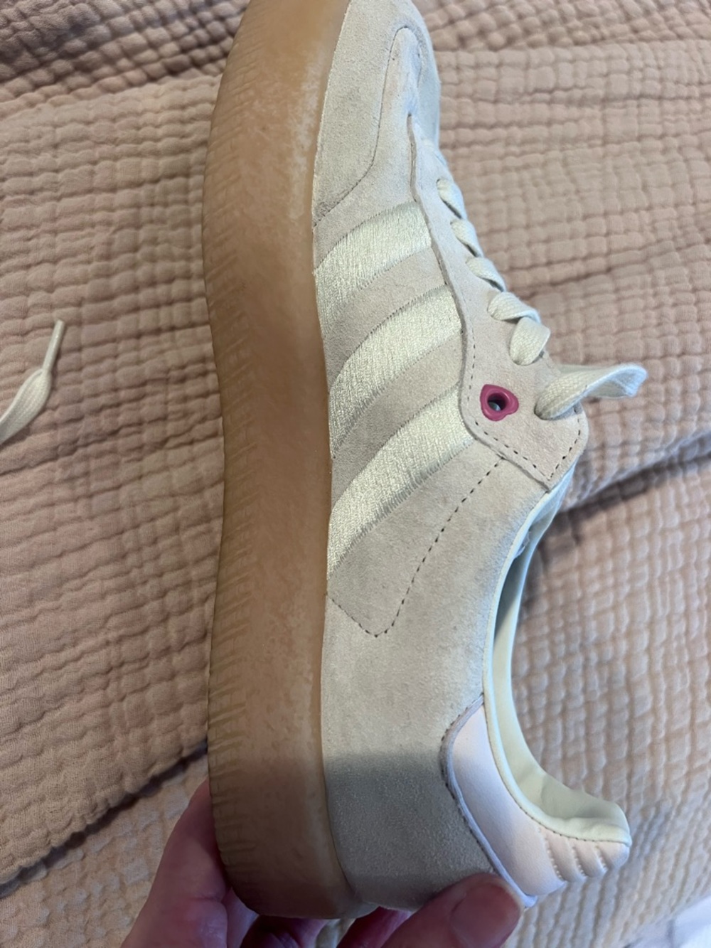 adidas Samba Suede Sneakers - Cream with Pink Accents - Picture 7 of 14